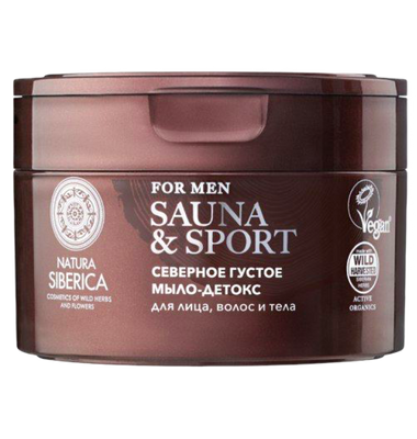 Густое северное мыло-детокс для волос, лица и тела Sauna & Sport For Men